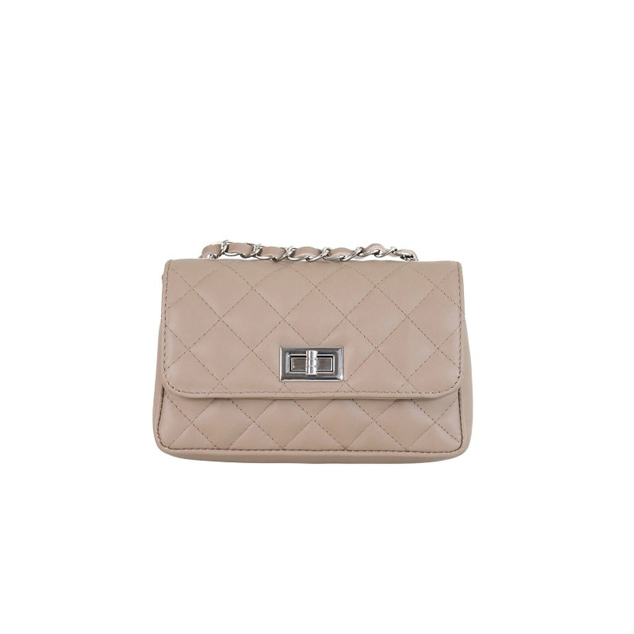 Beige Quilted Chain Bag