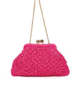 Fuchsia Raffia Kiss-Lock Clutch