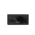 Black Patent Button-Flap Wallet