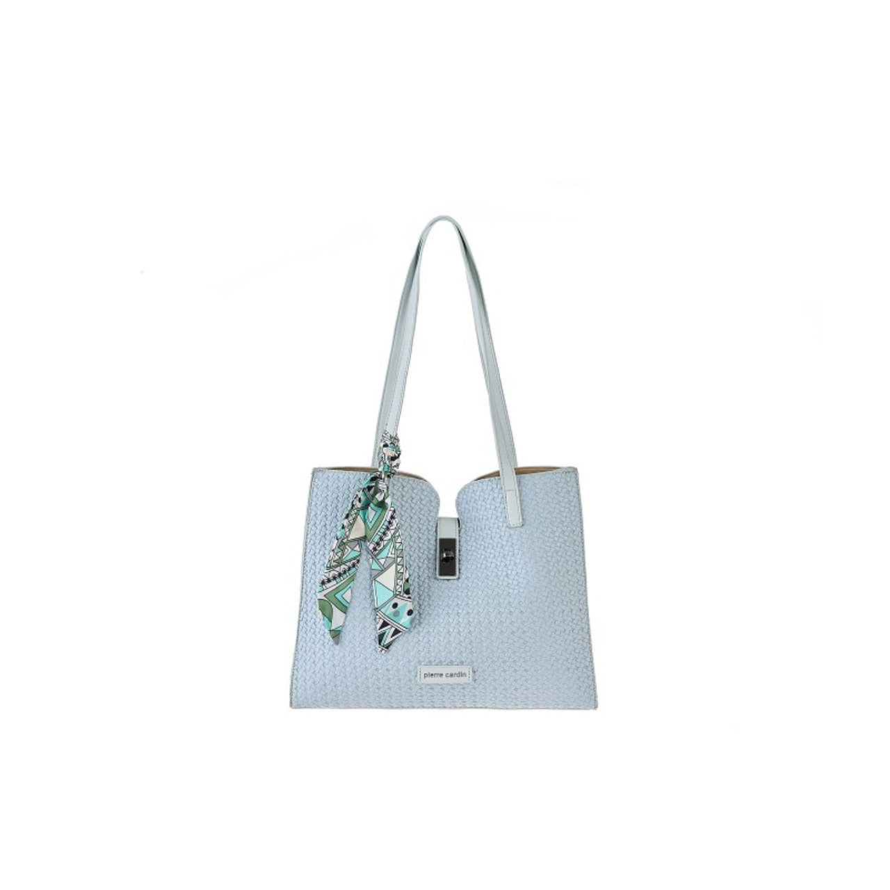Woven Shoulder Bag with Scarf