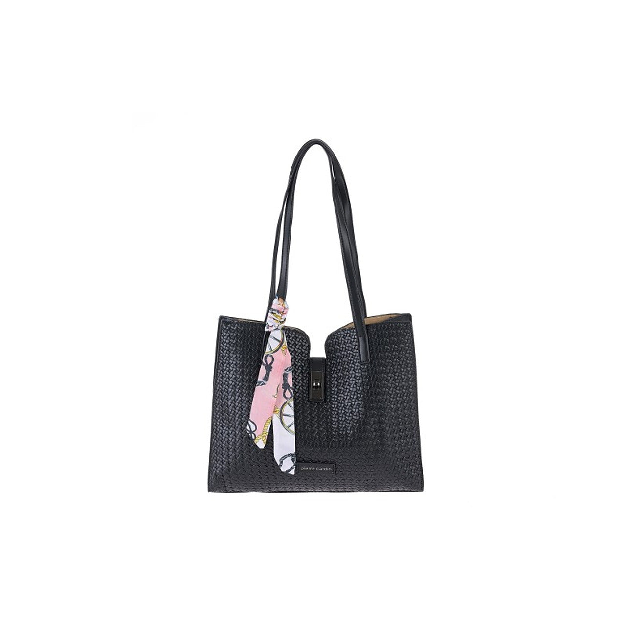 Woven Shoulder Bag with Scarf