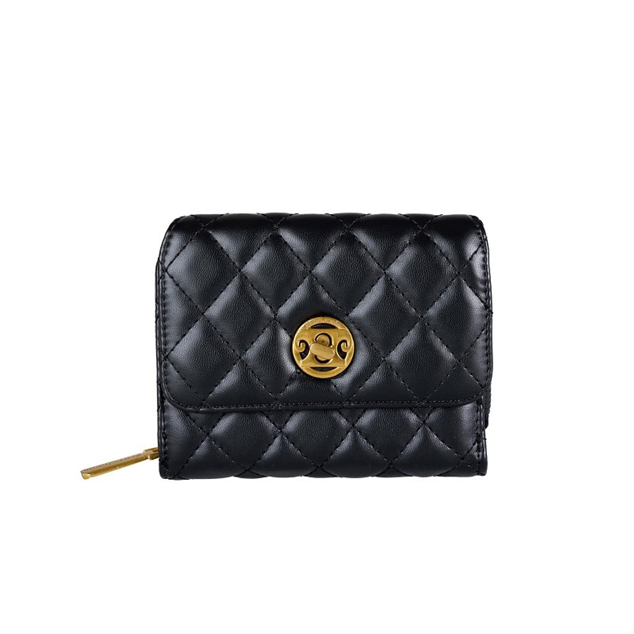 Black Quilted Clip & Zip Wallet