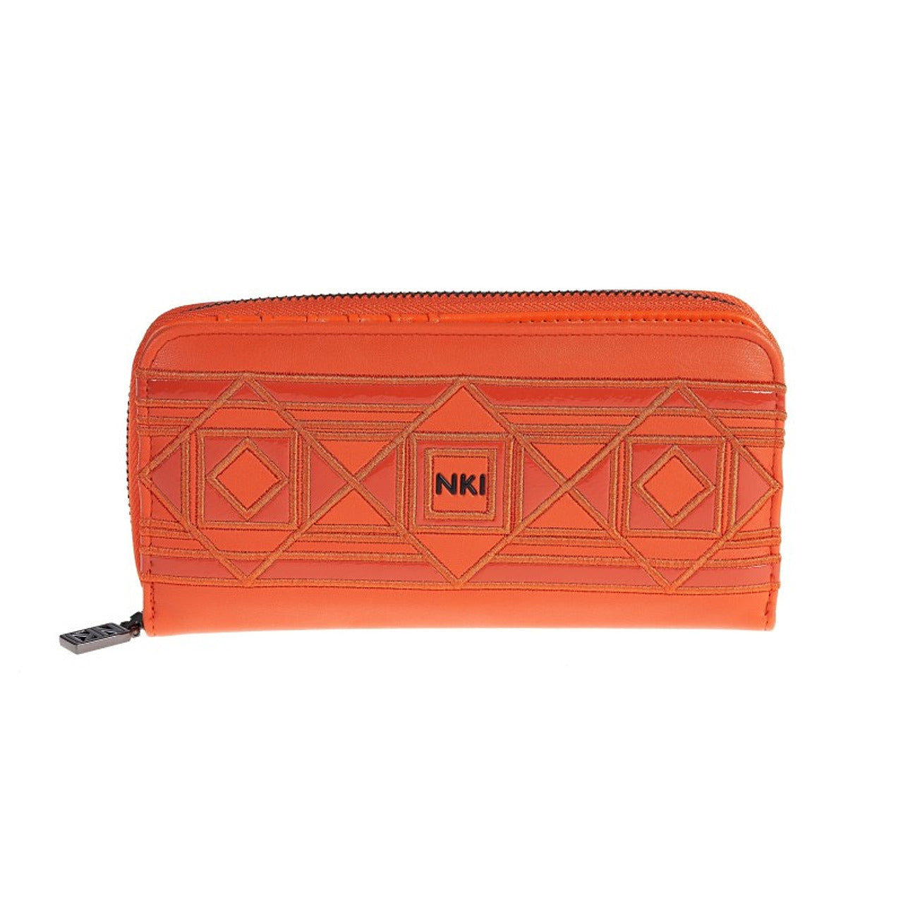 Orange Geometric Zip Wallet
