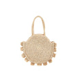 Natural Straw Pompom Tote