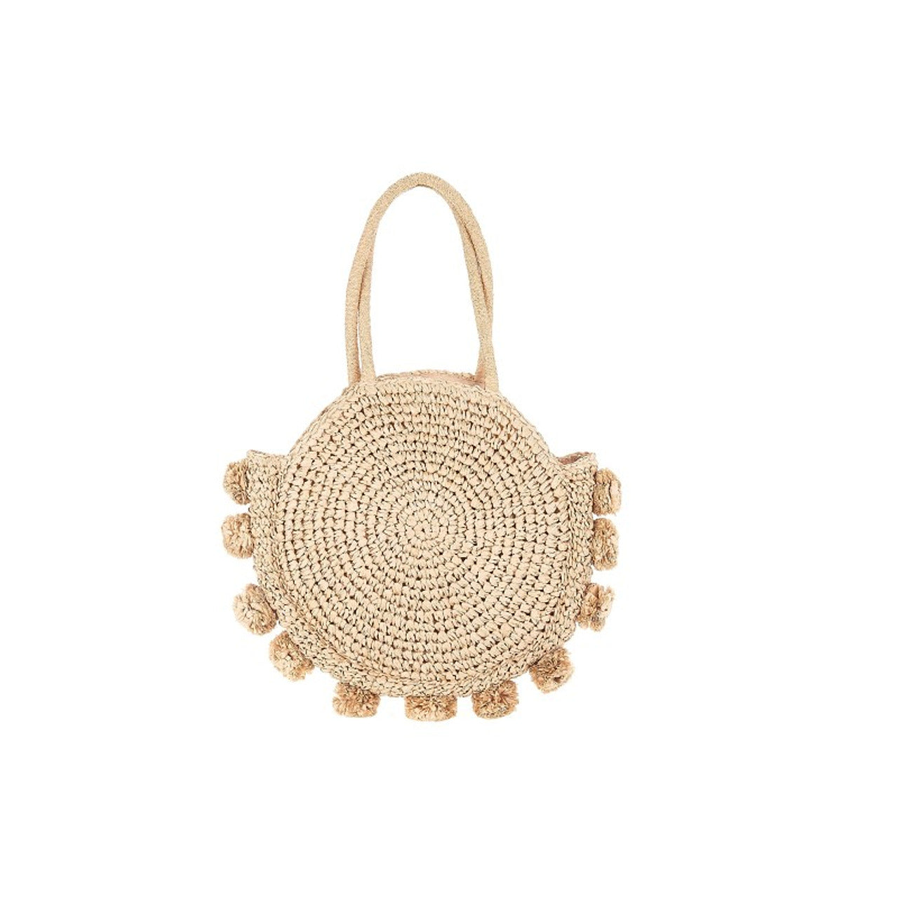 Natural Straw Pompom Tote