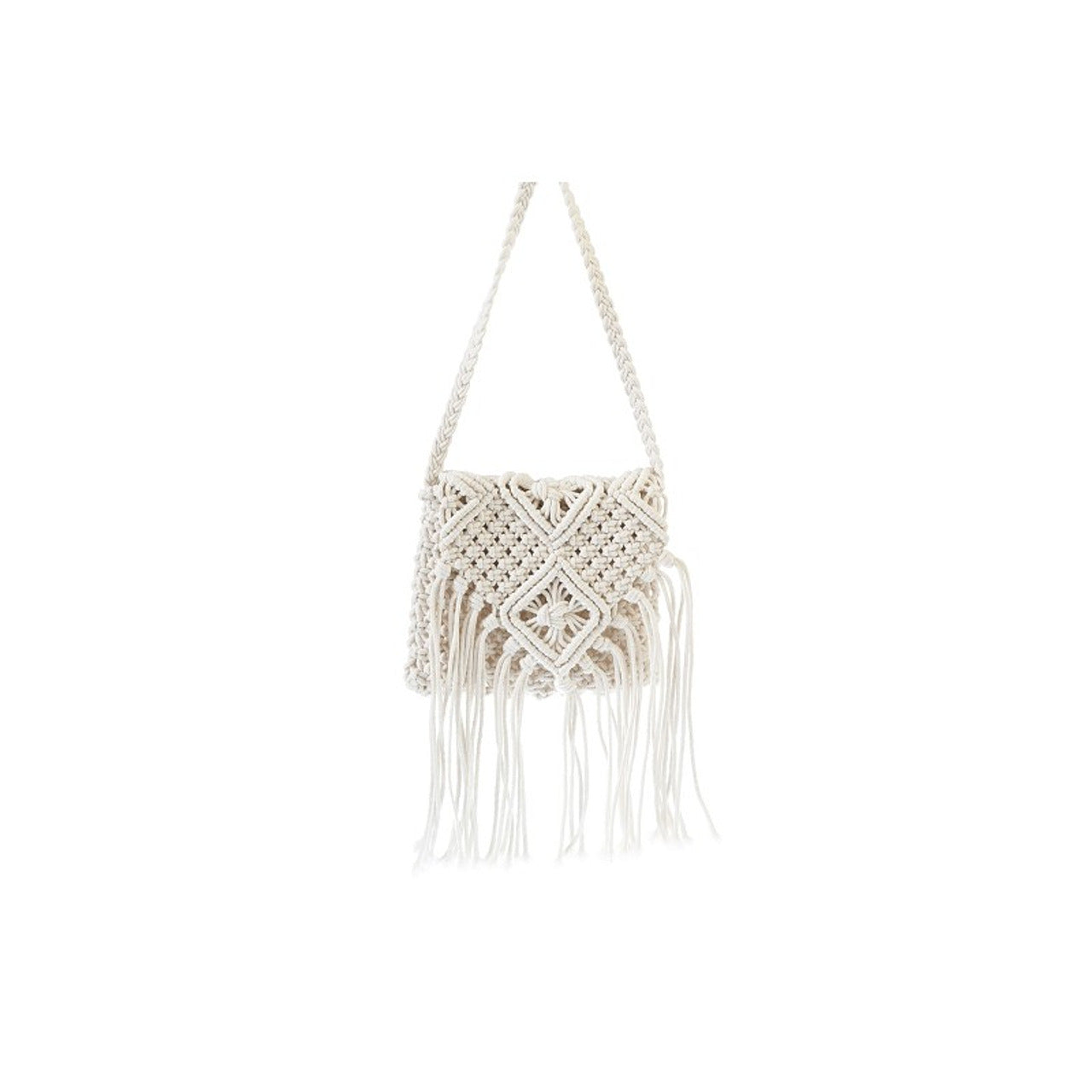 White Macrame Fringe Bag