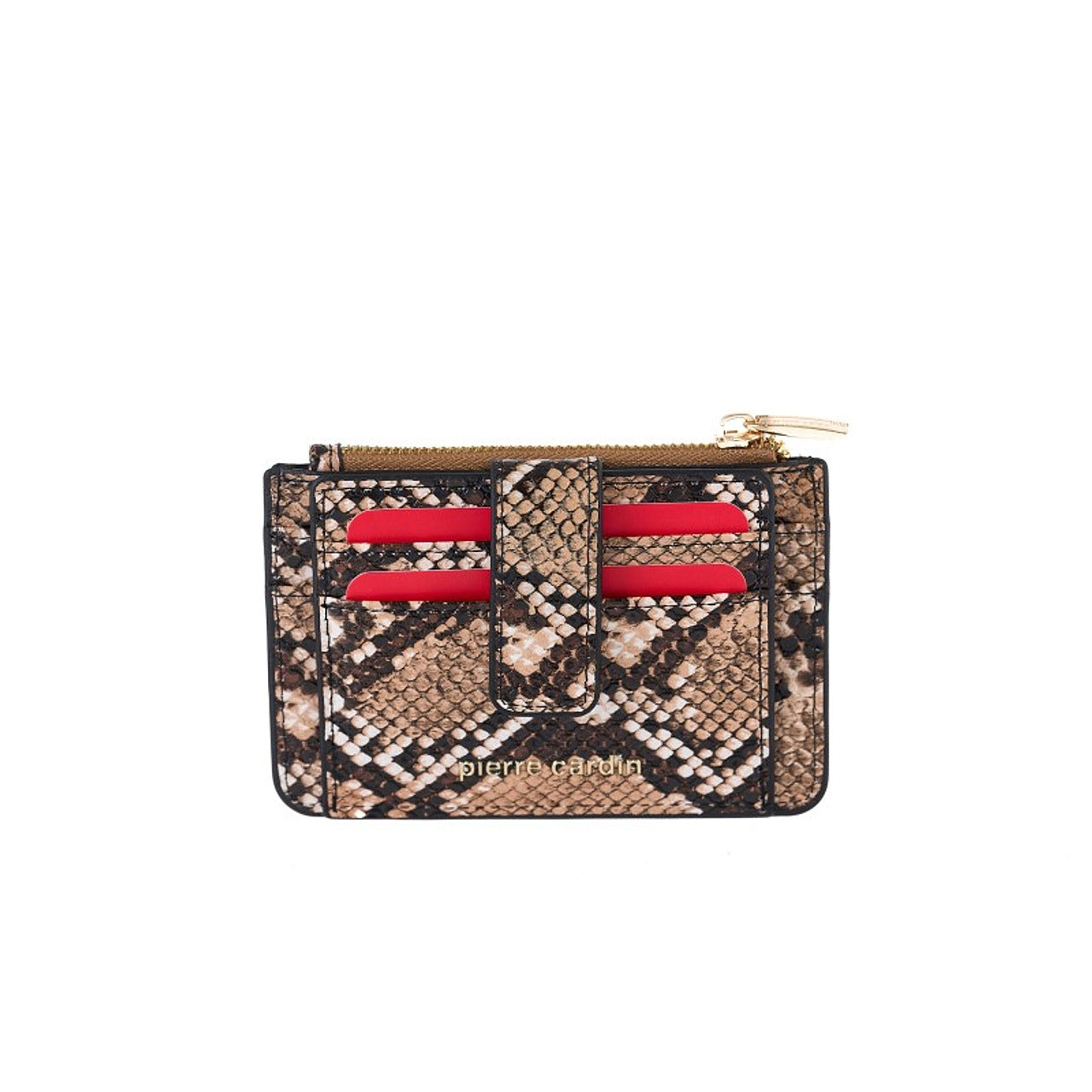 Cognac Snake-Print Panel Wallet